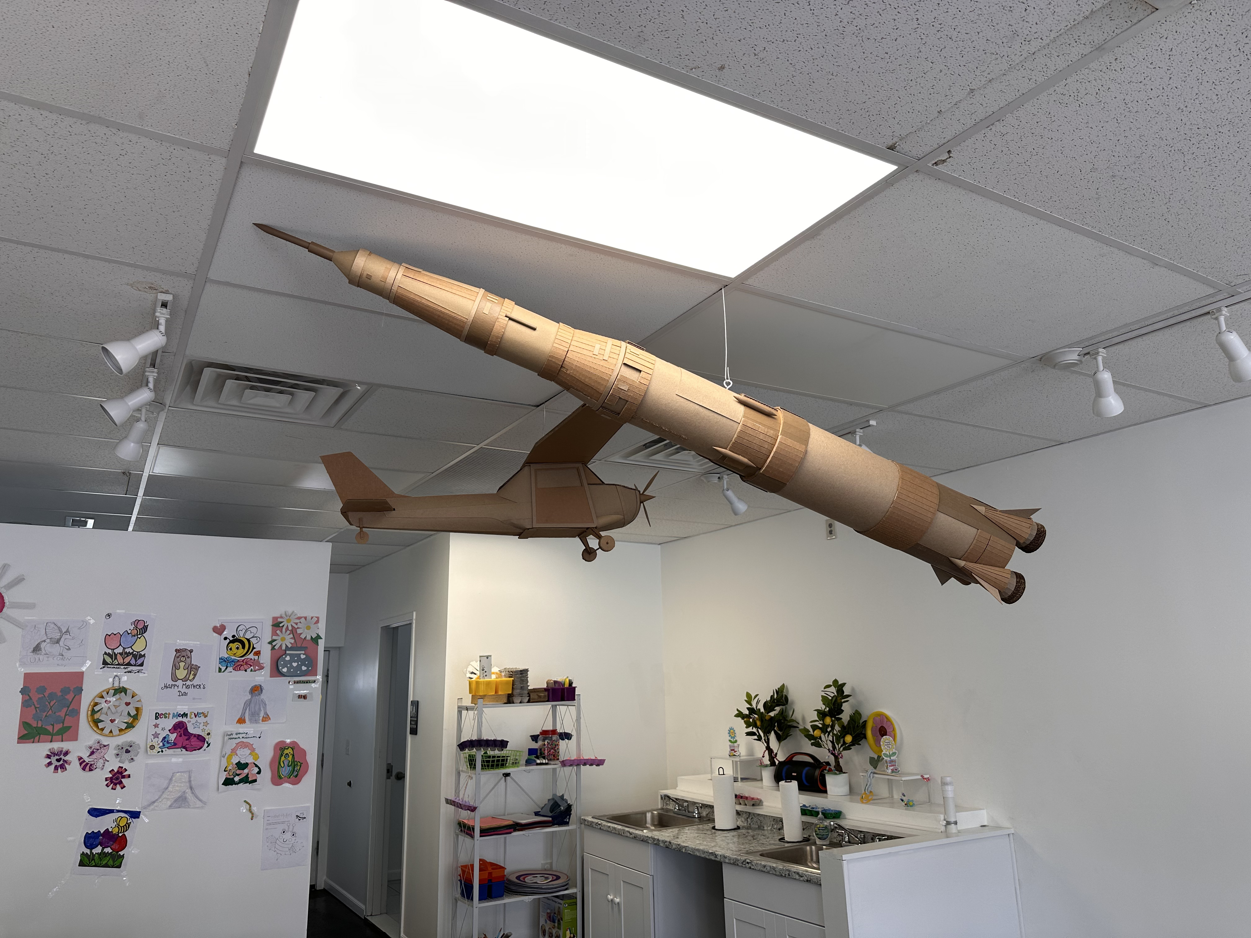 Cardboard plane and rocket