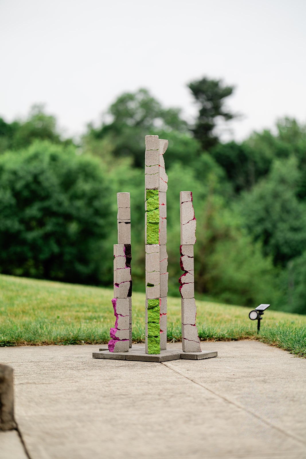 Block sculpture with color outdoors
