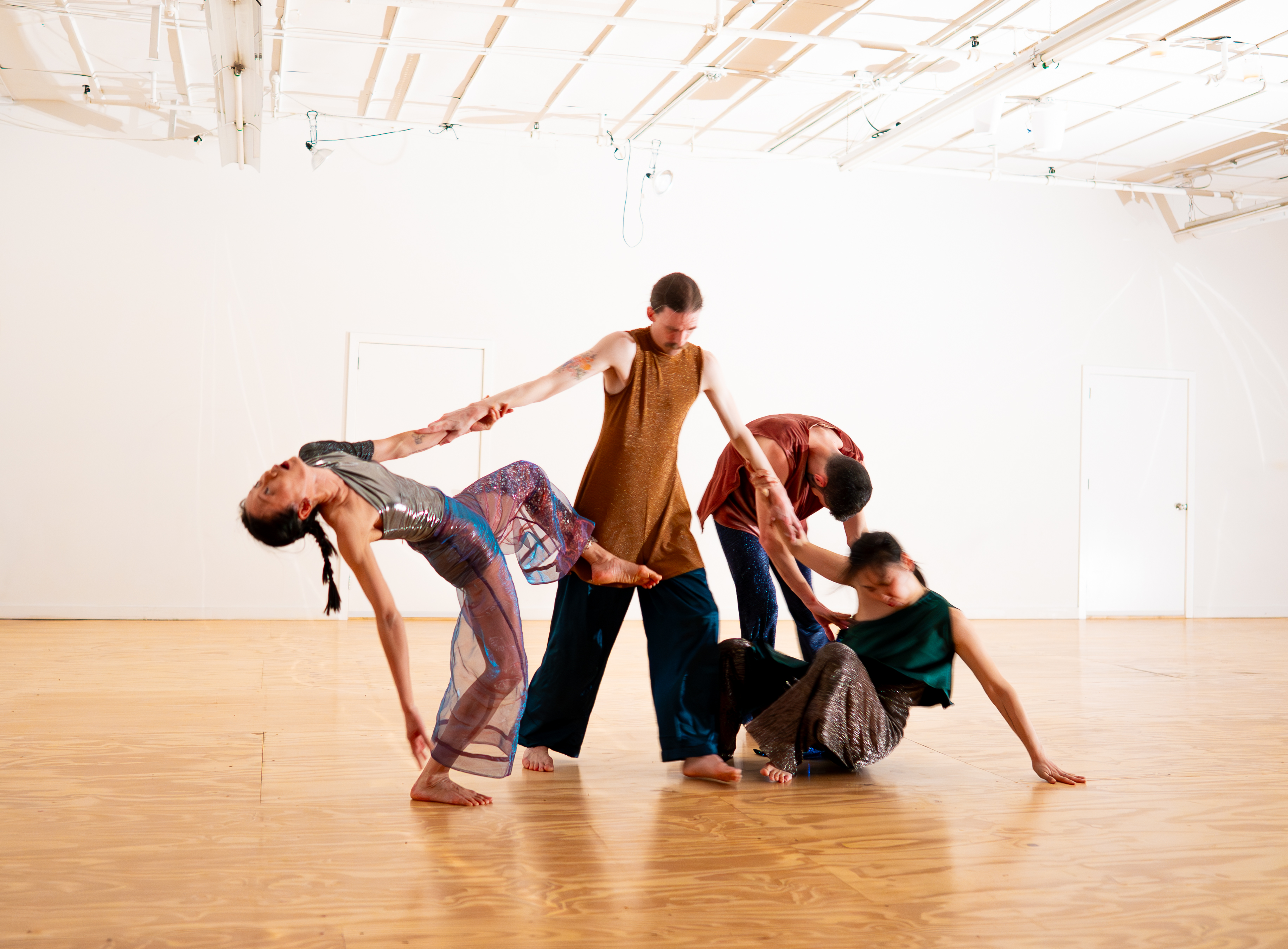 Dancers performing in the studio