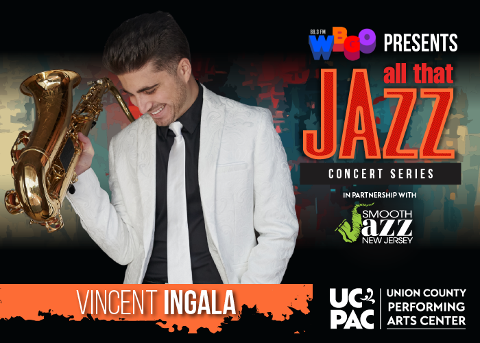 Poster featuring Vincent Ingala holding a saxophone 