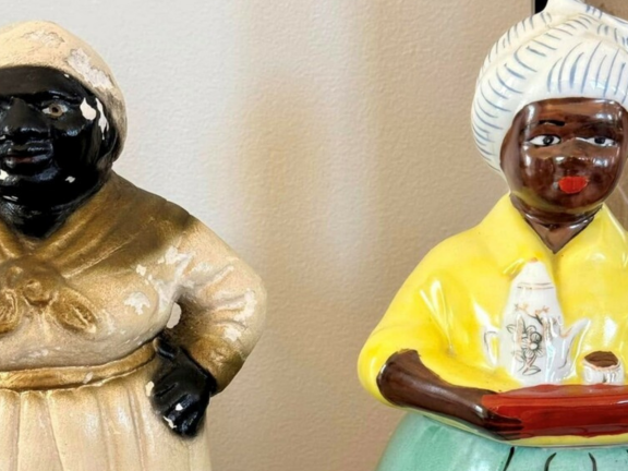 Two statues from Mayor Pete Green's exhibit