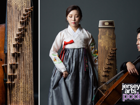 Musicians posing with instruments
