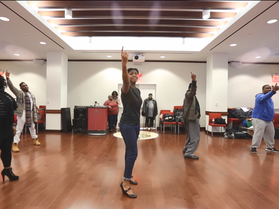 JerseyArts header featuring performers rehearse Black Nativity