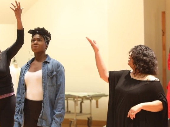 JerseyArts header featuring actors rehearsing