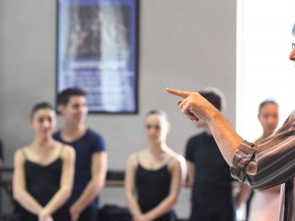 Ballet troupe rehearsing for a performance