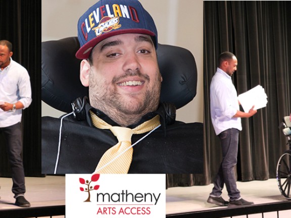 Matheny Arts Access performers on stage and headshot