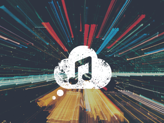 stock image of a music note in a cloud
