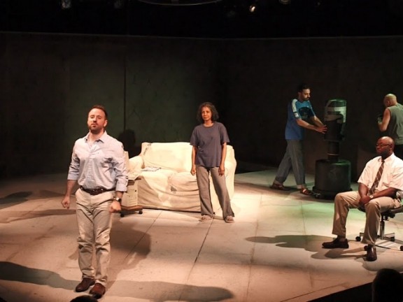 JerseyArts header featuring actors rehearsing Water by the Spoonful