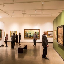 People viewing an exhibition at the Montclair Art Museum