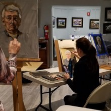 Woman in a painting class at Medford Arts Center