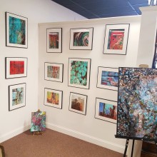 Gallery on Main’s Artist of the Month exhibiton, various paintings presented on white walls