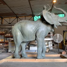 The Zenos Frudakis sculpture Water Hole in a warehouse