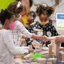 Kids taking part in an art project