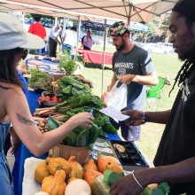 people shopping at the Lincoln Park Coast Cultural District farmer’s market