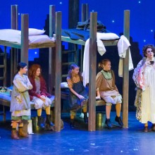 children performing a scene from the musical Annie onstage
