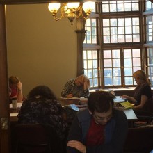 Darkened room of Gothic style at the Writers House At Rutgers-Camden.