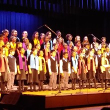 A large choir performing