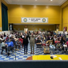 Auditorium screening at the A. Harry Moore School