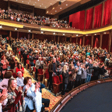 View of the audience fromt he stage at Paper Mill Playhouse