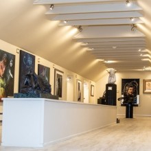 Colorful paintings are displayed in the Mythology Room along with stone, metal and terracotta sculptures.