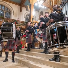 A group of drummers from The Learned Kindred of Currie