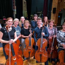 A group of cellists from the Philharmonic of Southern New Jersey