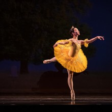 Princeton Youth Ballet ballerina performing in a yellow tutu