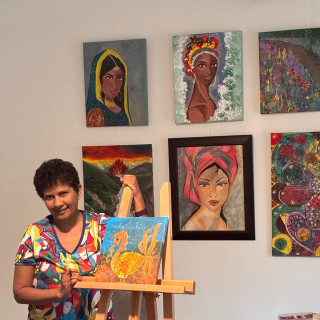Sue at work in the studio