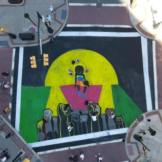 View of street art from above
