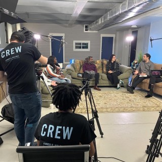 A group of student working on a film production