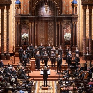 Ember Choral Arts performing in a large synagogue