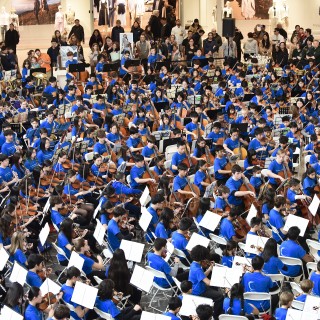 The New Jersey Youth Symphony performs as a 500-piece orchestra at the annual Playathon.