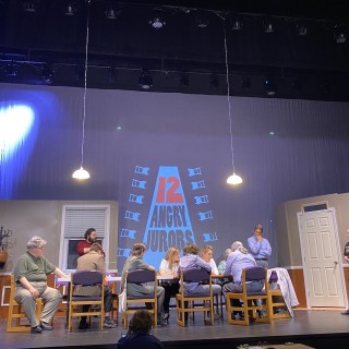 12 Angry jurors on a stage