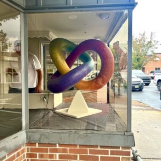 Sculpture in Toms River Artist Community window.