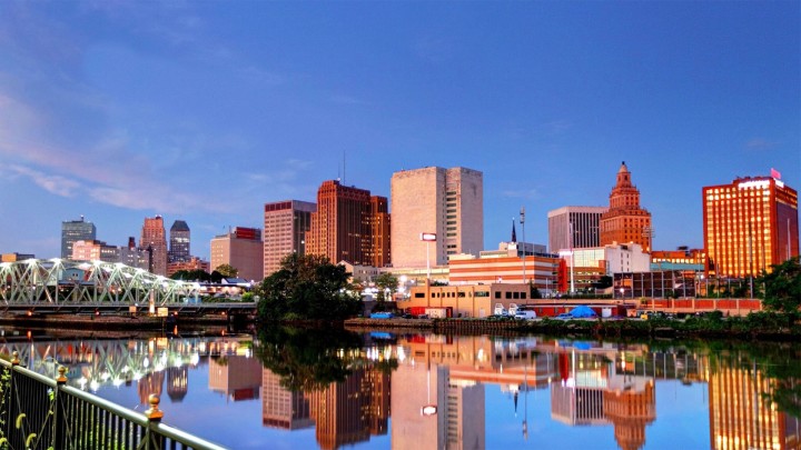 Newark skyline by the water