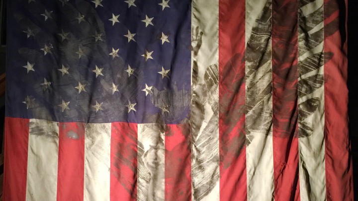 American flag with burn marks