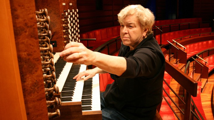 Joan Lippincott playing the piano