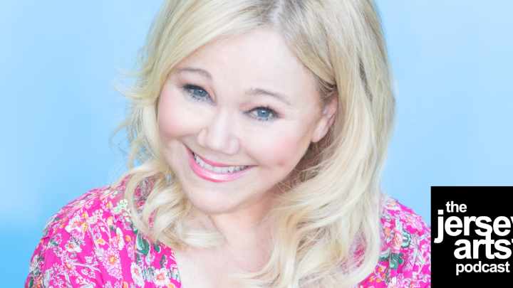 Caroline Rhea headshot image with JerseyArts Podcast logo