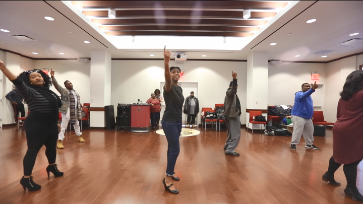 JerseyArts header featuring performers rehearse Black Nativity