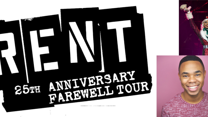 RENT promotional material next to a headshot of Javon King