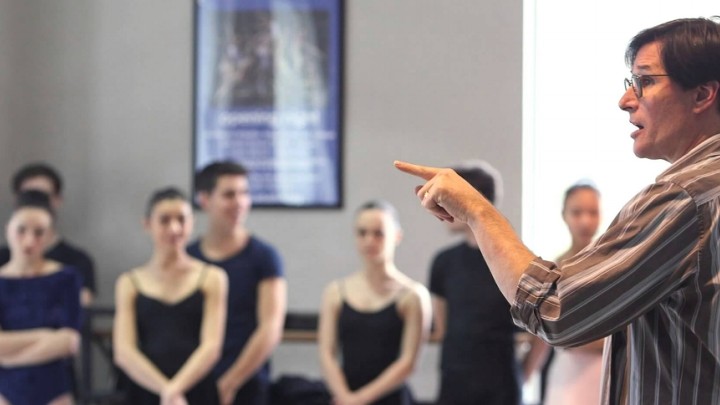 Ballet troupe rehearsing for a performance