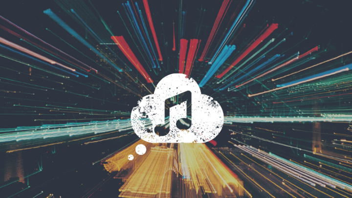 stock image of a music note in a cloud