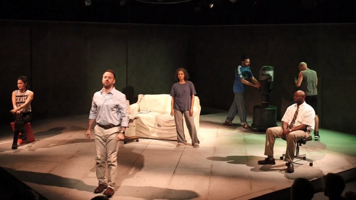 JerseyArts header featuring actors rehearsing Water by the Spoonful