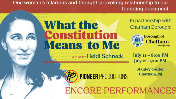 Promotional graphic for What the Constitution Means to Me by Heidi Schreck. 
