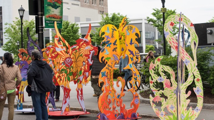 Painted animodules parade outside