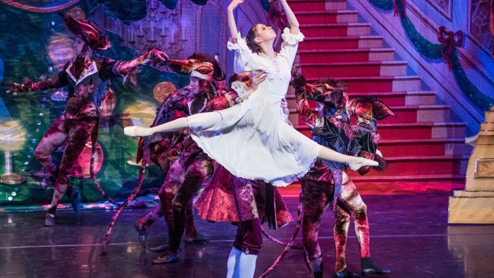 The Nutcracker dancers perform on stage.