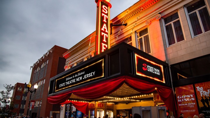 The facade and marquee of State Theatre New Jersey